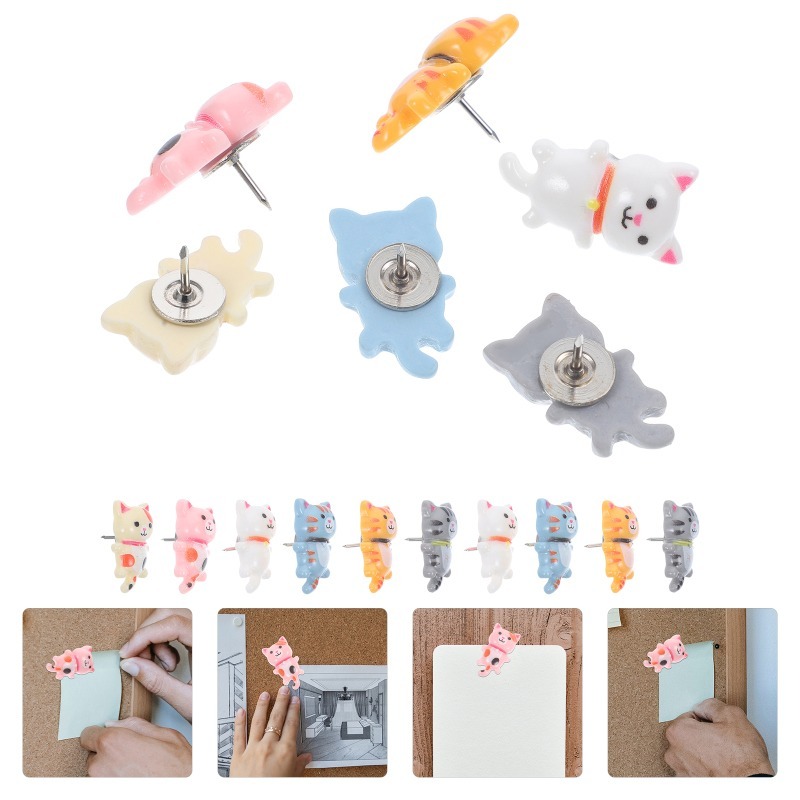 20Pcs Cute Resin Cat Push Pins - огляд і ціна Home Office Image
