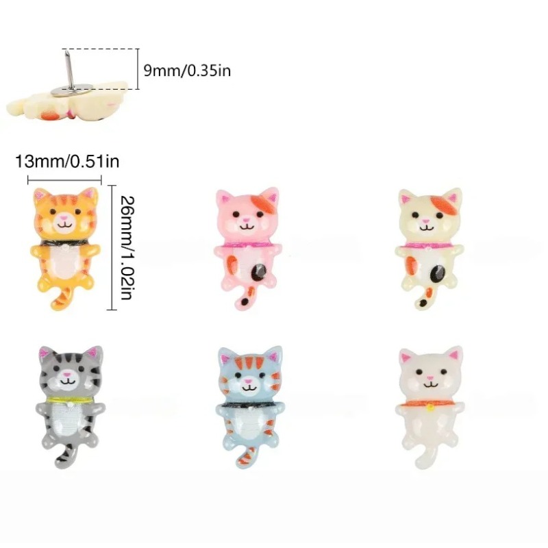 20Pcs Cute Resin Cat Push Pins - огляд і ціна Home Office Image
