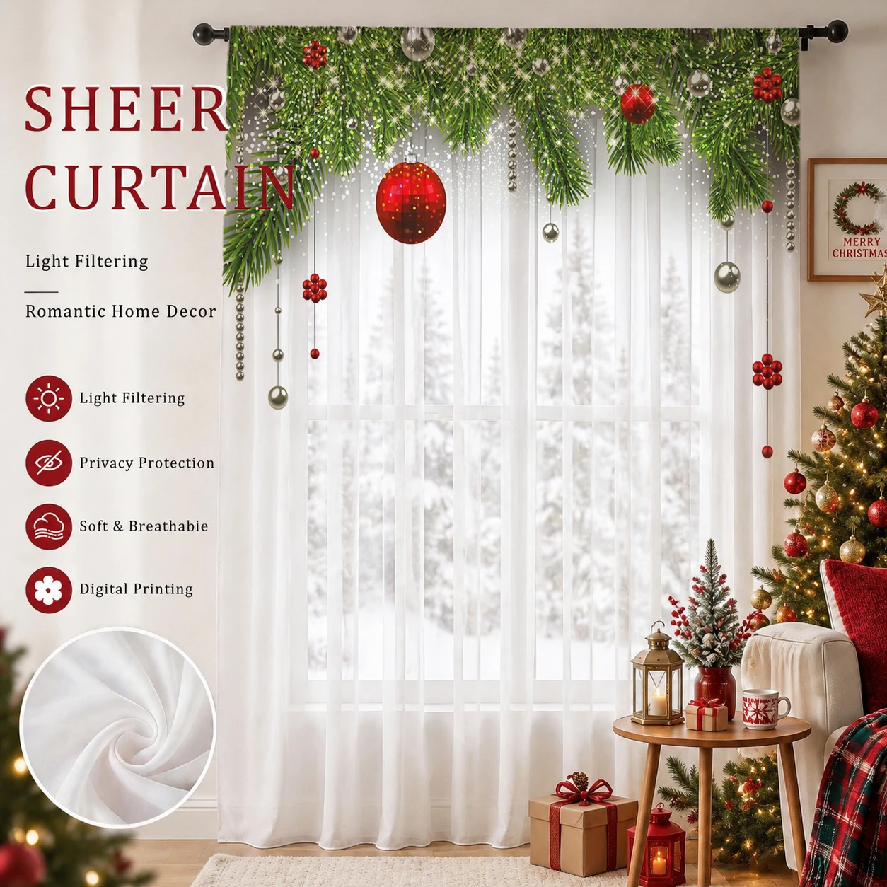 Christmas Gradient Sheer Curta - огляд і ціна Home Office With Plants