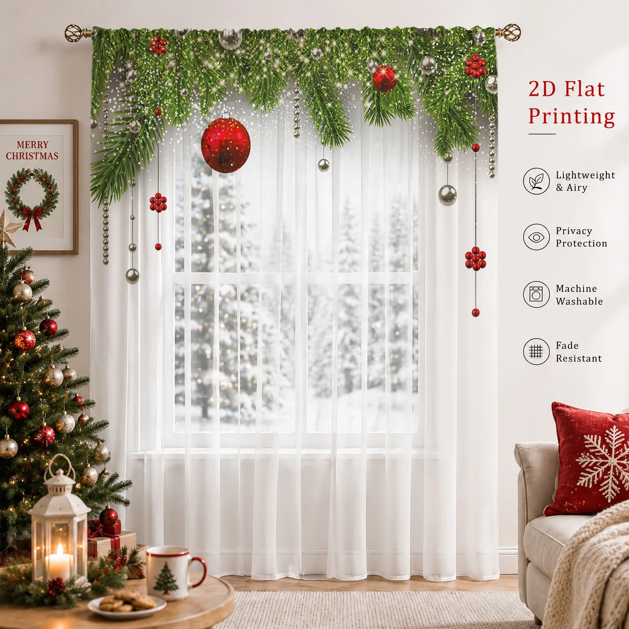 Christmas Gradient Sheer Curta - огляд і ціна Home Office With Plants