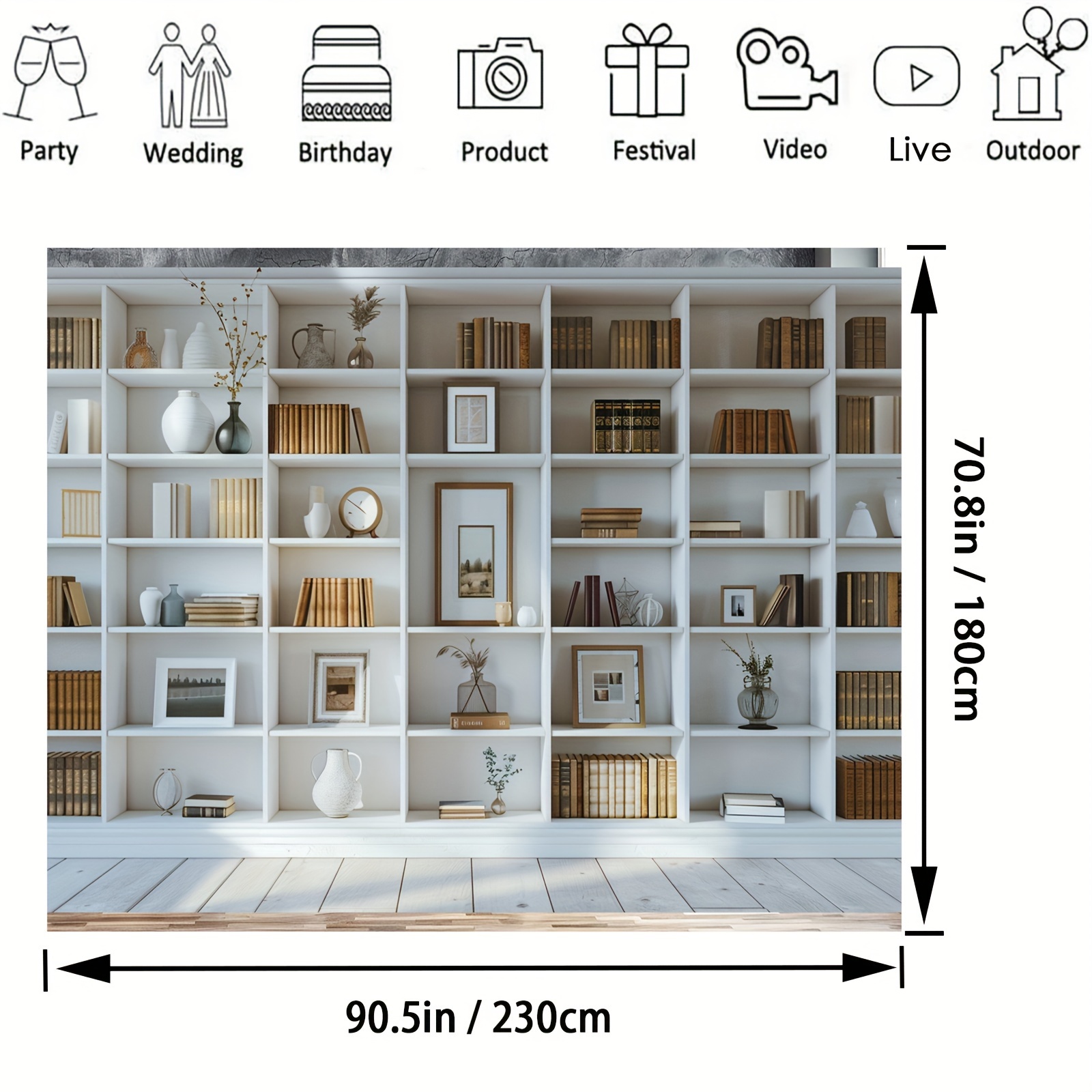1pc White Bookshelf background - огляд і ціна Home Office Zoom Background