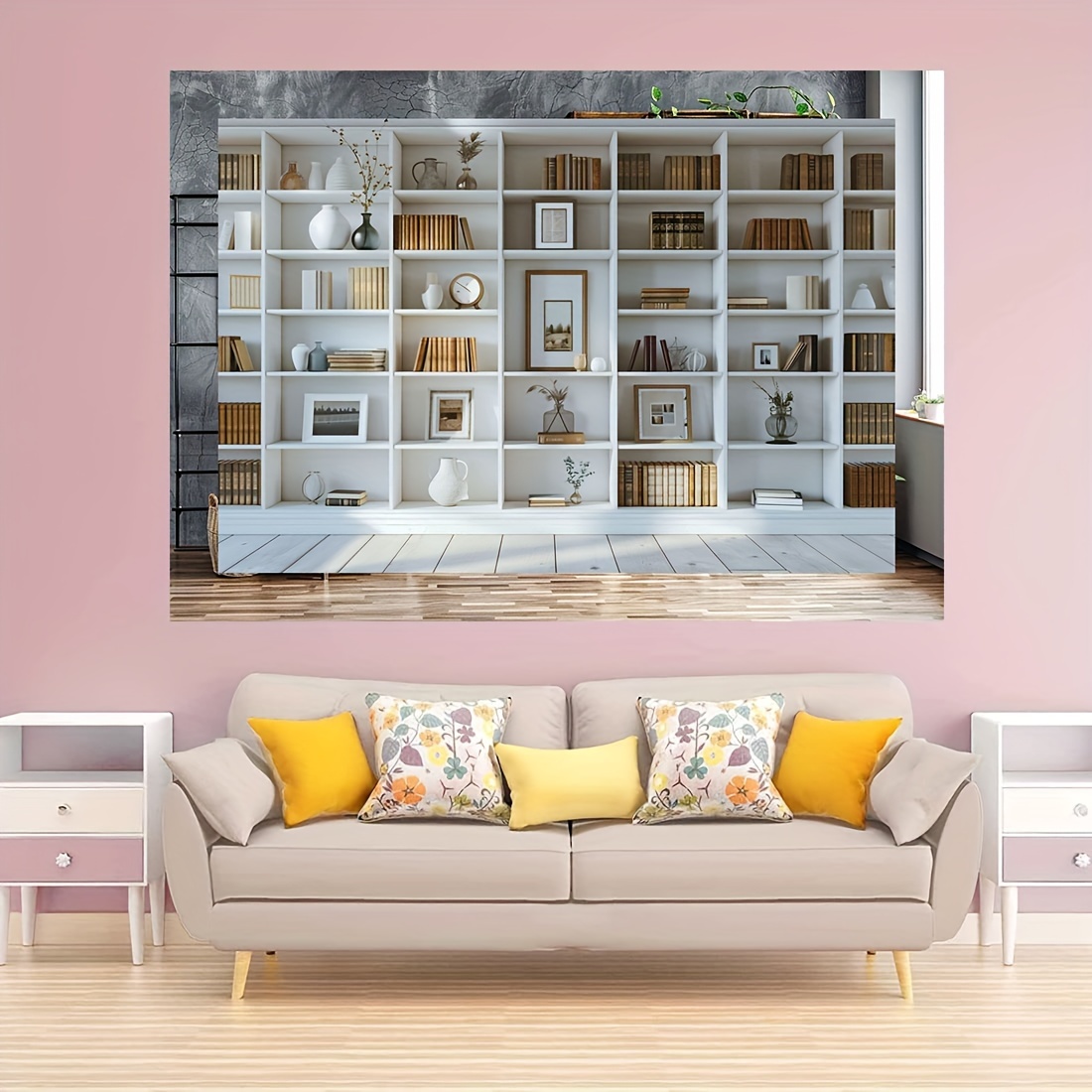 1pc White Bookshelf background - огляд і ціна Home Office Zoom Background
