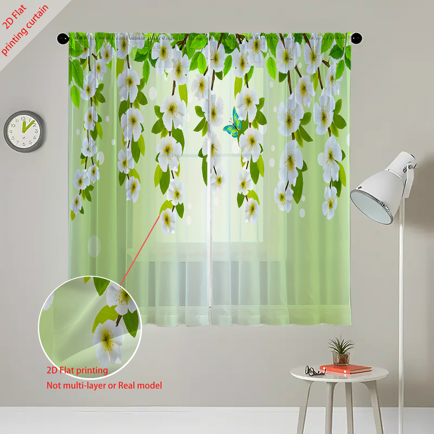 Printed transparent gauze curt - огляд і ціна Home Office With Plants