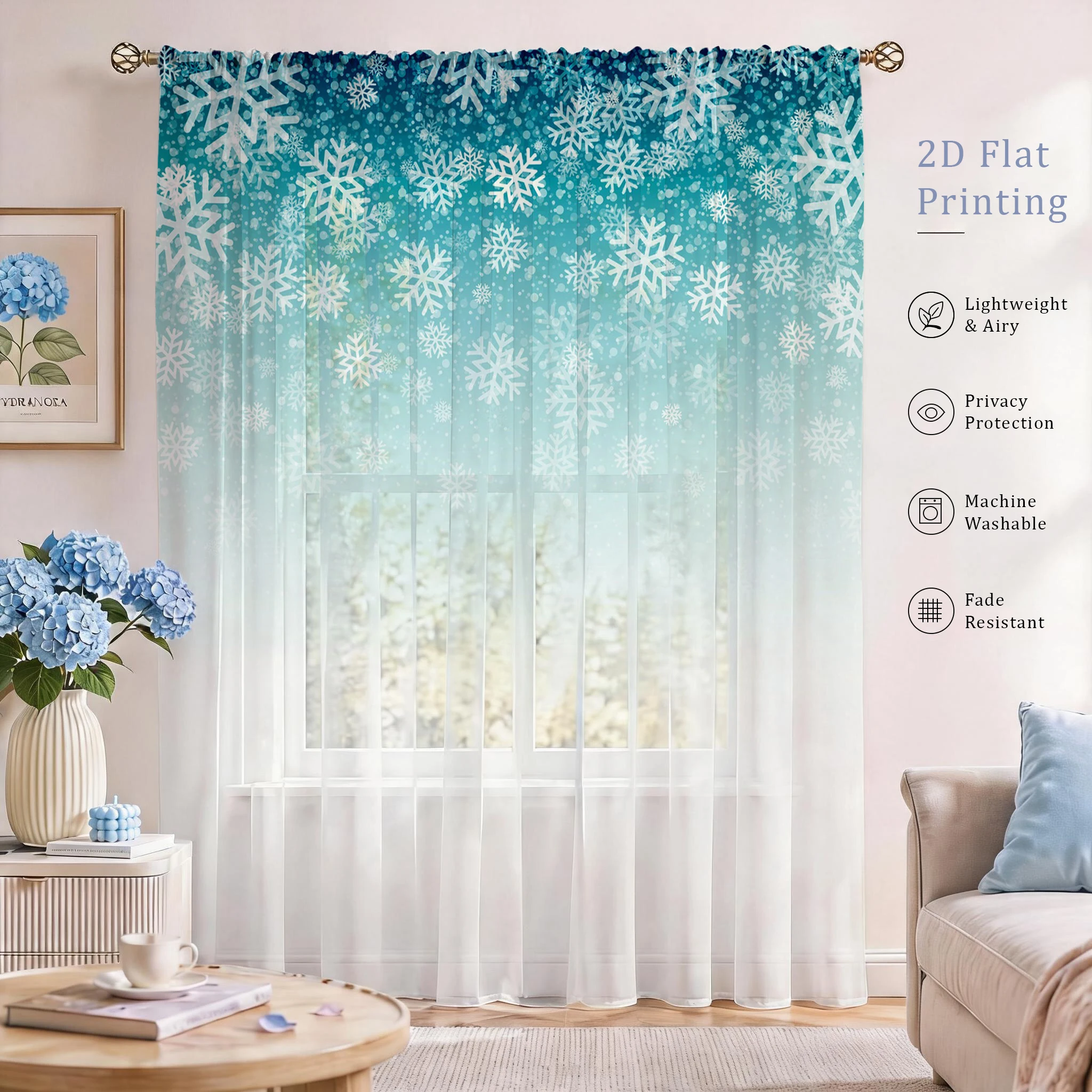Floral Gradient Sheer Curtain, - огляд і ціна Home Office With Plants