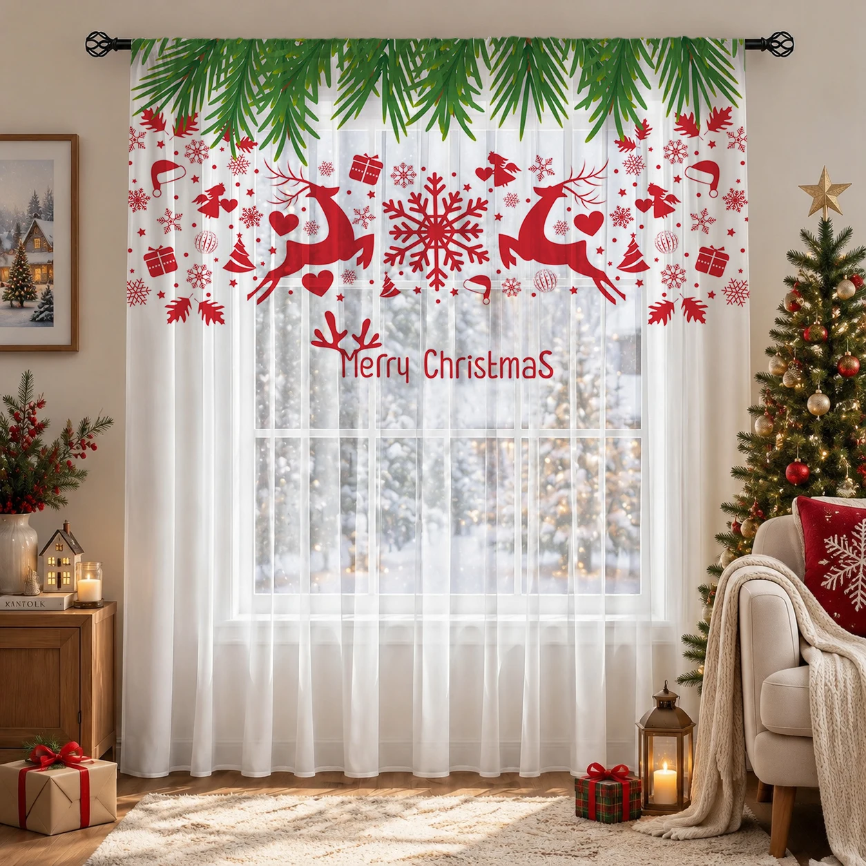 Christmas Gradient Sheer Curta - огляд і ціна Home Office With Plants
