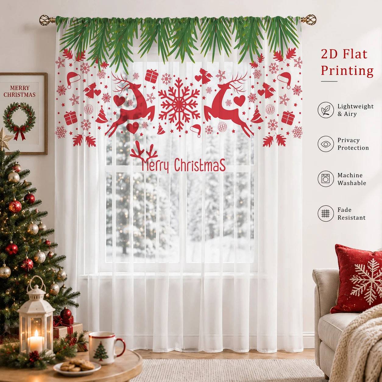 Christmas Gradient Sheer Curta - огляд і ціна Home Office With Plants