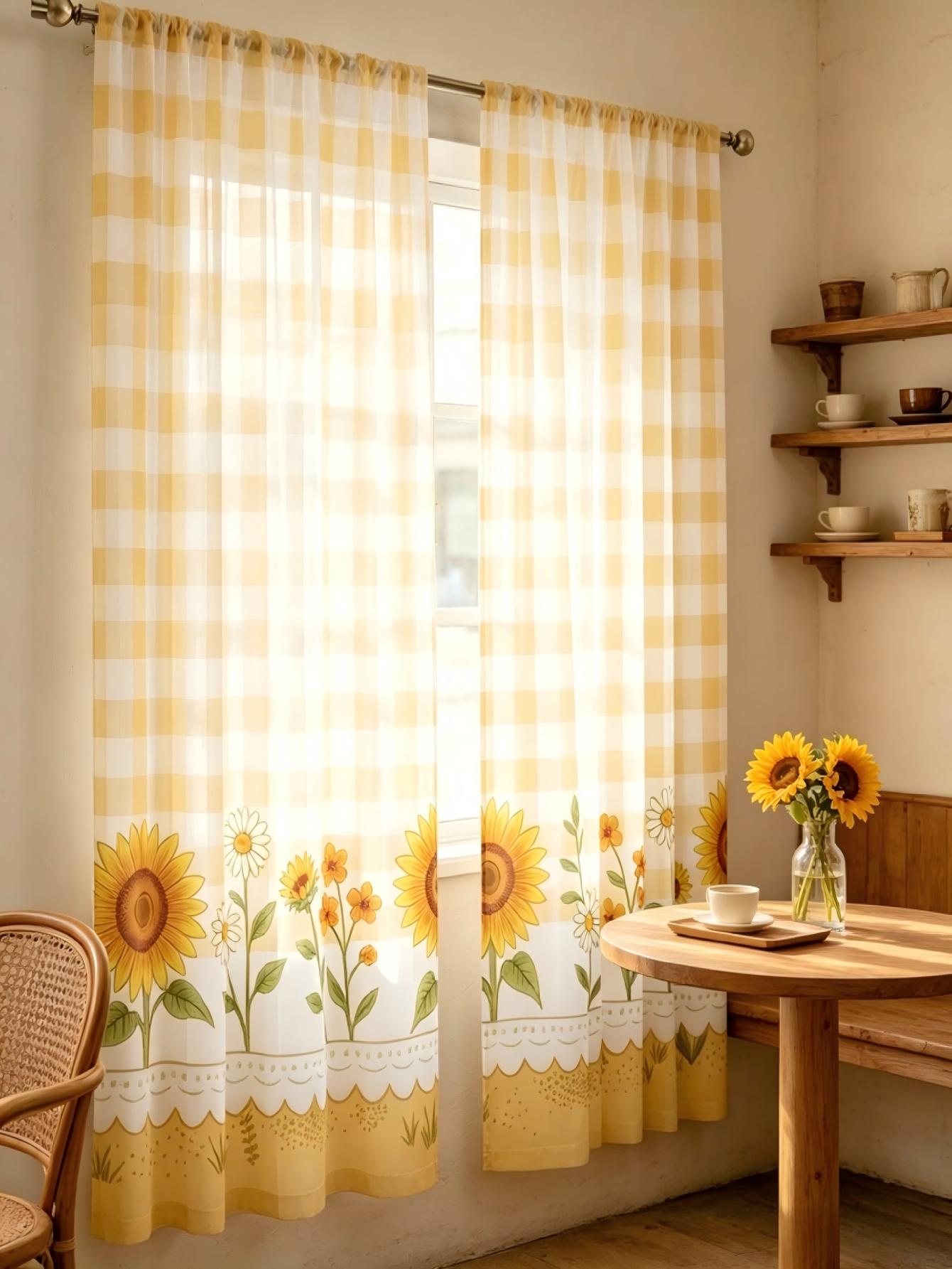2PCS Digital Print Sheer Curta - огляд і ціна Home Office Rate