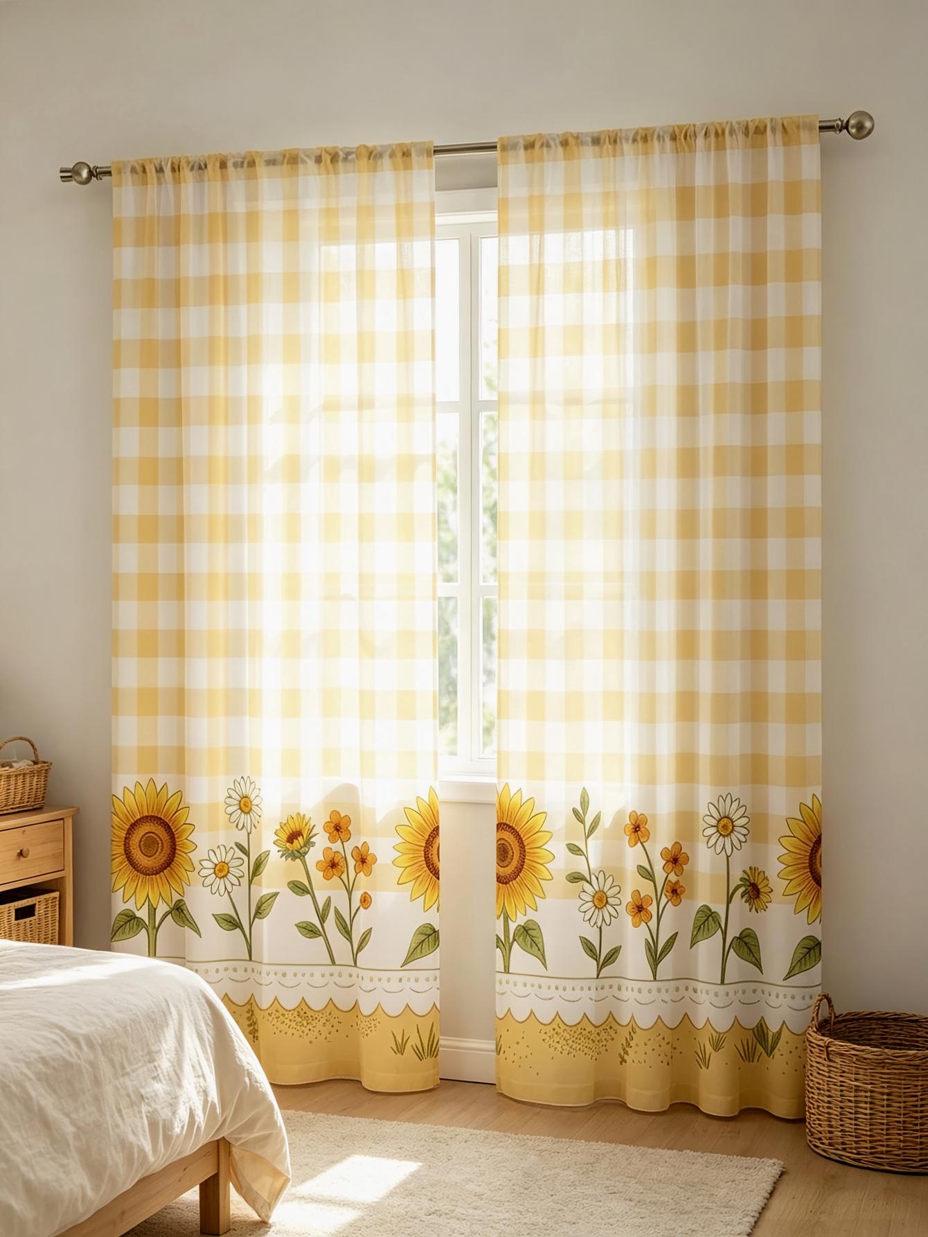 2PCS Digital Print Sheer Curta - огляд і ціна Home Office Rate