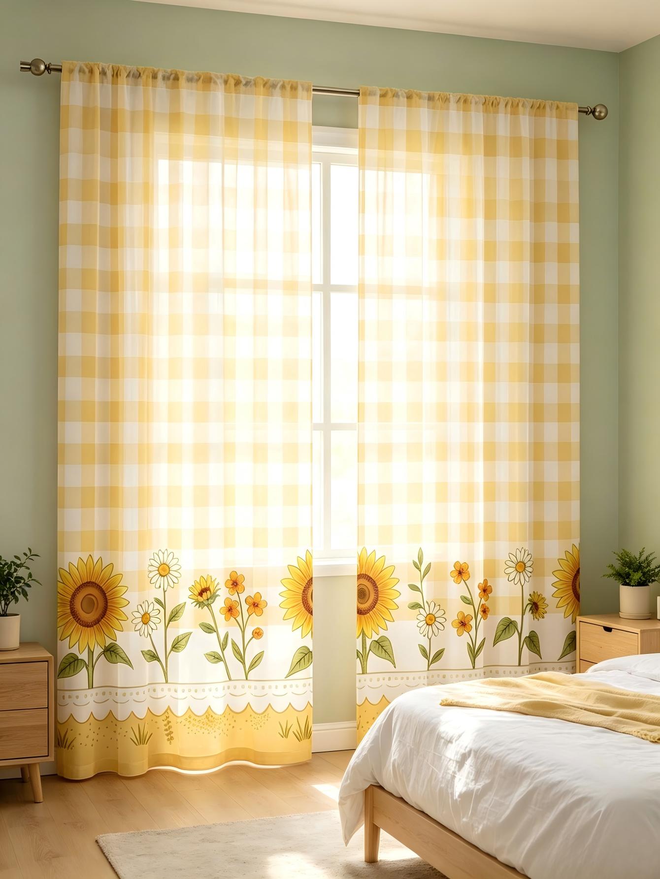 2PCS Digital Print Sheer Curta - огляд і ціна Home Office Rate