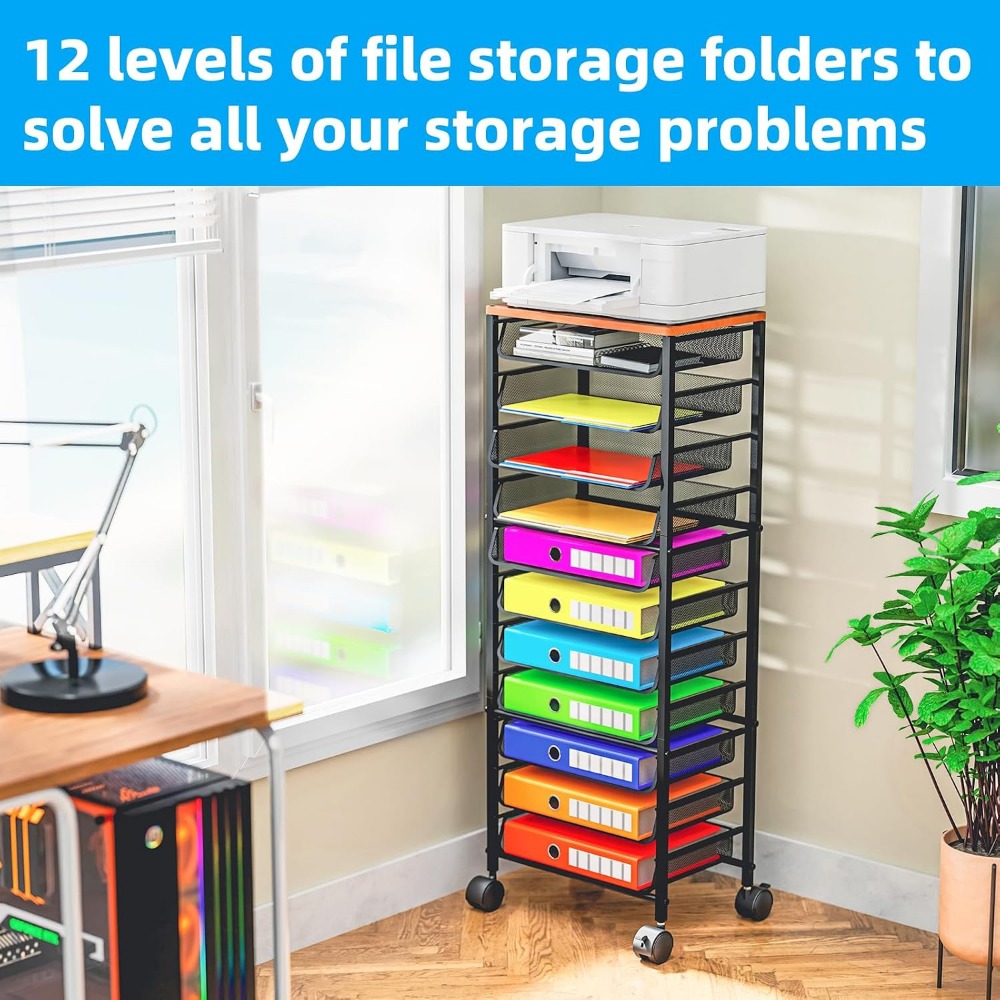 12-Tier Rolling File Cart with - огляд і ціна Rolling File Cart