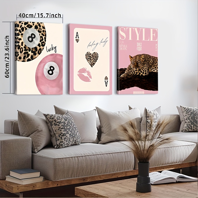 3pcs Leopard Cheetah Canvas Wa - огляд і ціна Home Office Image