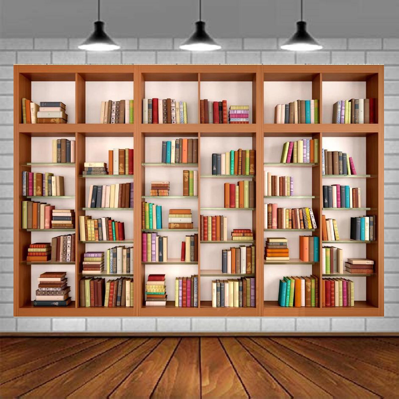 Modern Wooden Bookshelf Photog - огляд і ціна Home Office Zoom Background