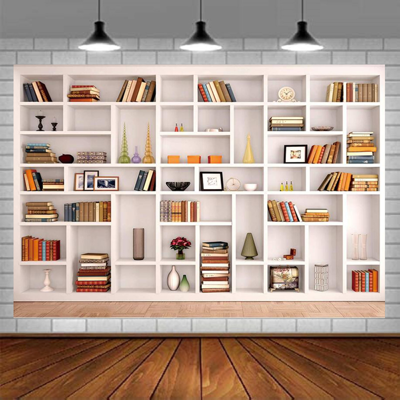 White Bookshelf Photography Ba - огляд і ціна Home Office Zoom Background