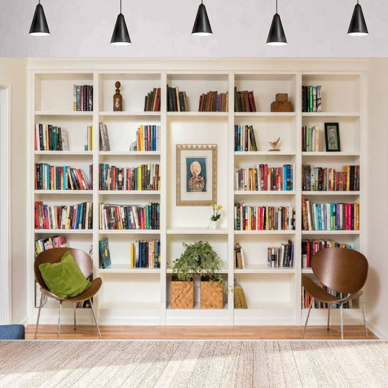 White Bookshelf Photography Ba - огляд і ціна Home Office Zoom Background