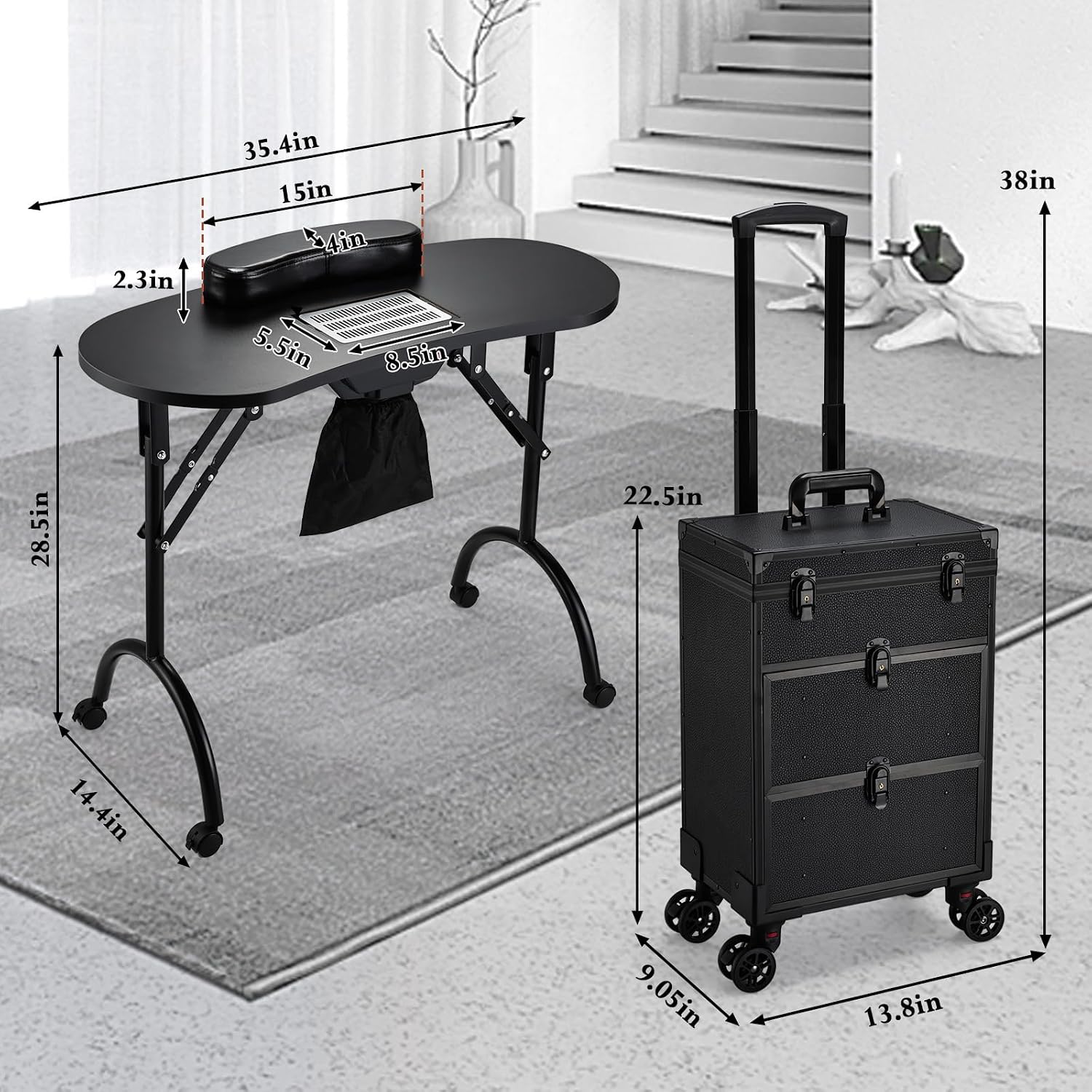 Black Rolling Makeup Train Cas - огляд і ціна Rolling File Cart