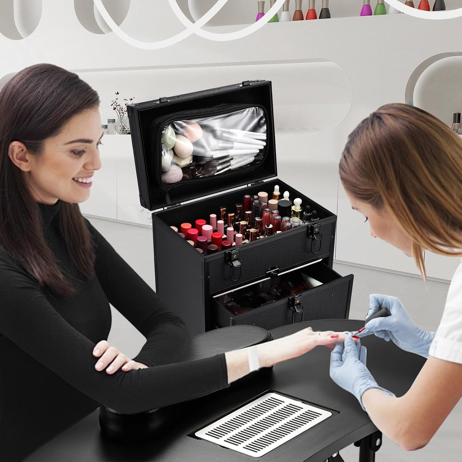 Black Rolling Makeup Train Cas - огляд і ціна Rolling File Cart