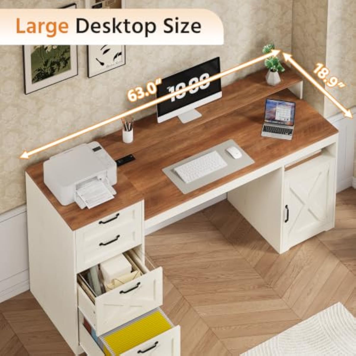 63 inch rustic white engineere - огляд і ціна Monitor Riser Stand