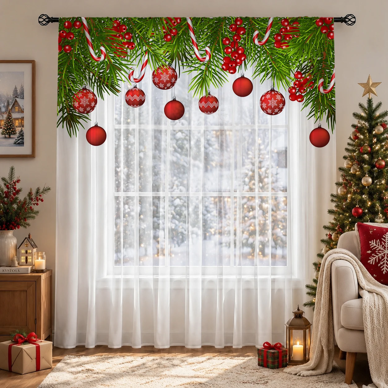 Christmas Gradient Sheer Curta - огляд і ціна Home Office With Plants