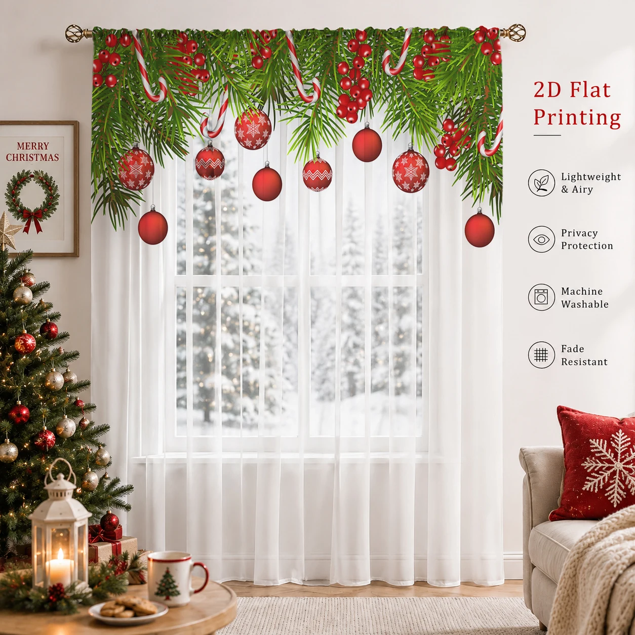 Christmas Gradient Sheer Curta - огляд і ціна Home Office With Plants