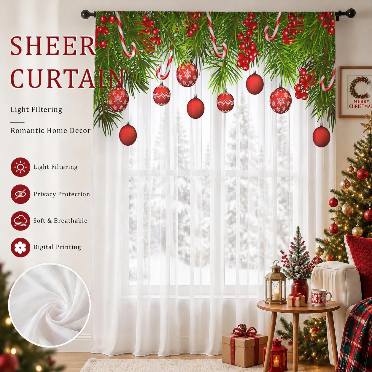 Christmas Gradient Sheer Curta - огляд і ціна Home Office With Plants