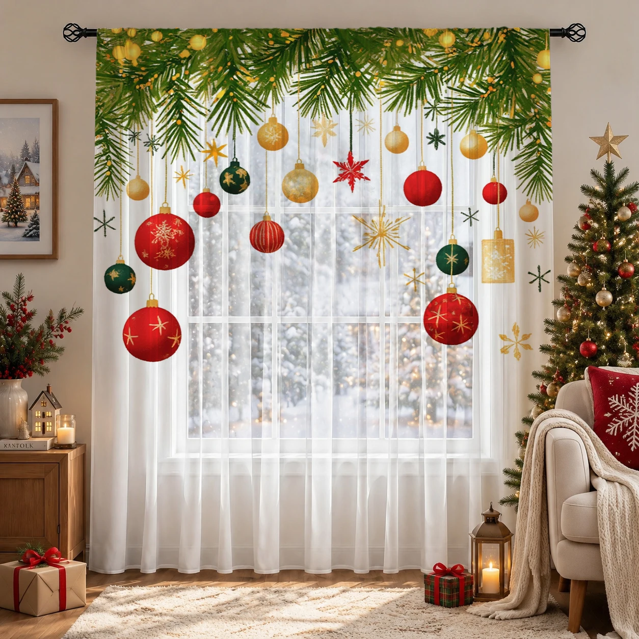Christmas Gradient Sheer Curta - огляд і ціна Home Office With Plants