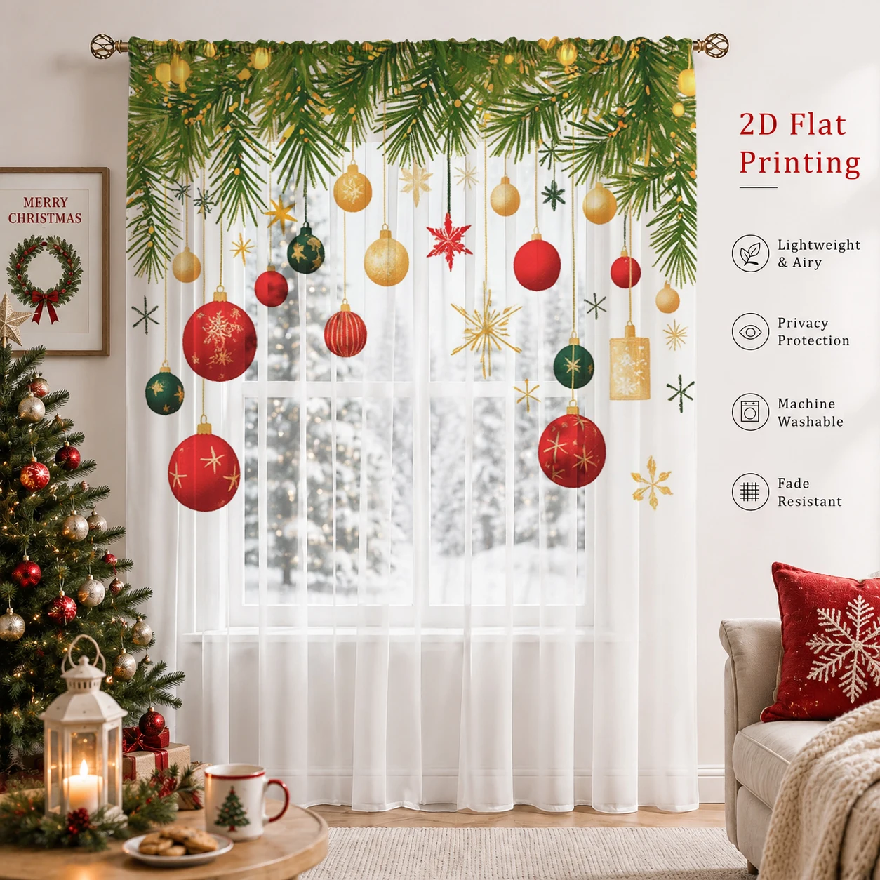 Christmas Gradient Sheer Curta - огляд і ціна Home Office With Plants