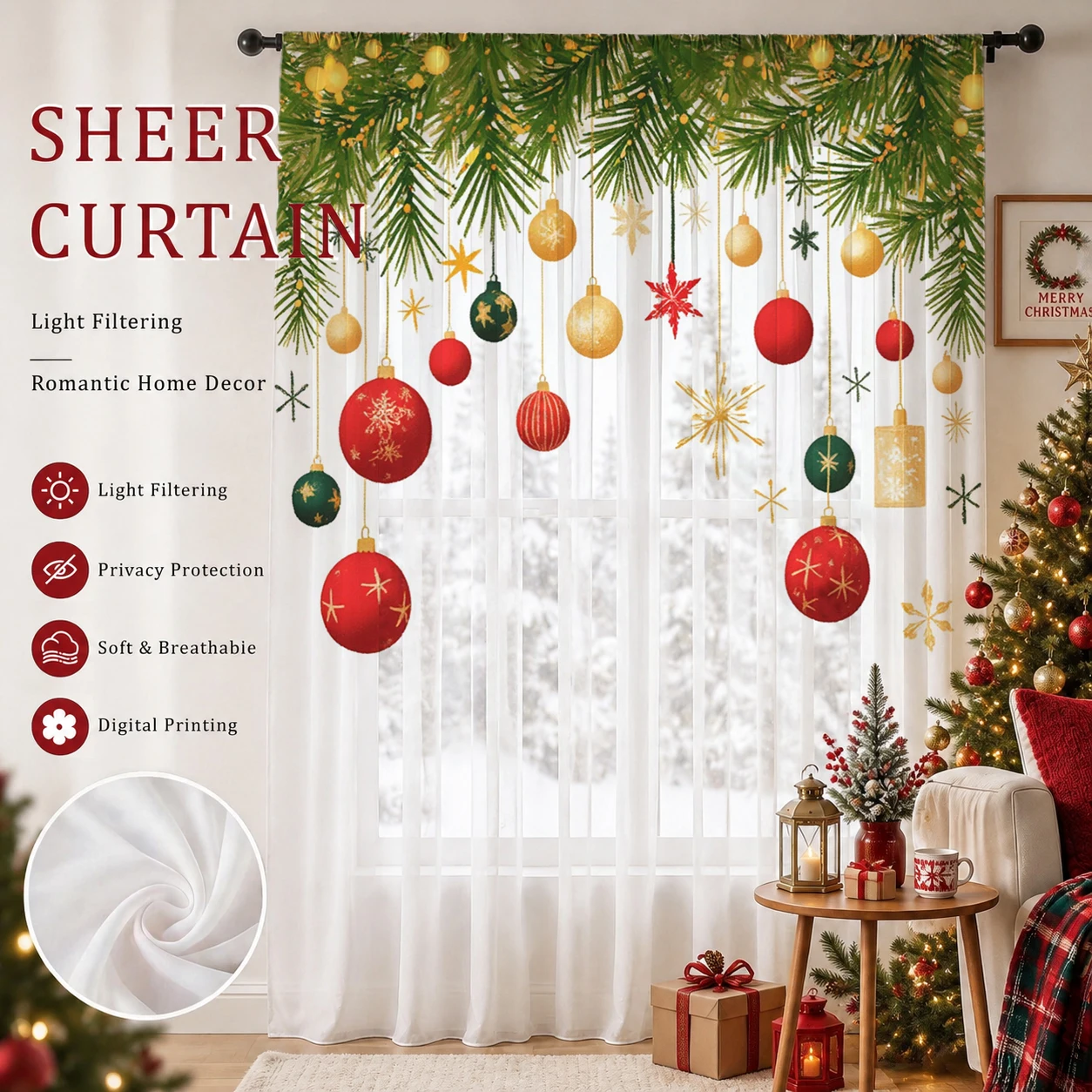 Christmas Gradient Sheer Curta - огляд і ціна Home Office With Plants