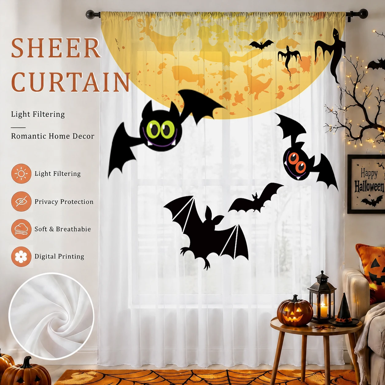 Halloween Day Gradient Sheer C - огляд і ціна Home Office With Plants