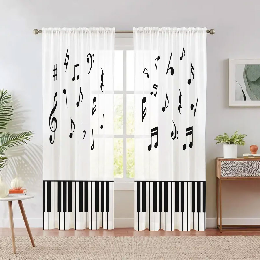 2PCS Digital Print Sheer Curta - огляд і ціна Home Office Rate