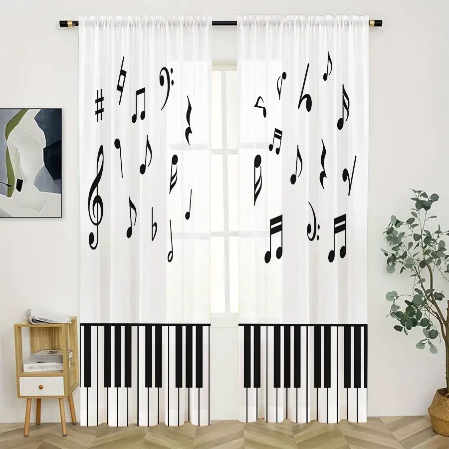 2PCS Digital Print Sheer Curta - огляд і ціна Home Office Rate