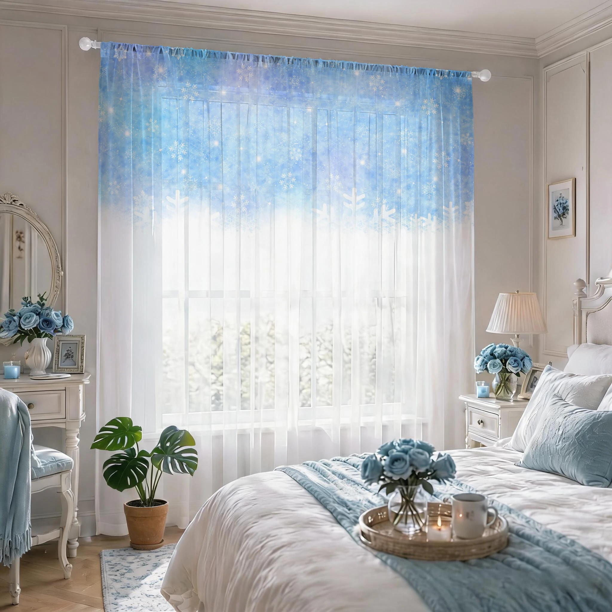 Floral Gradient Sheer Curtain, - огляд і ціна Home Office With Plants