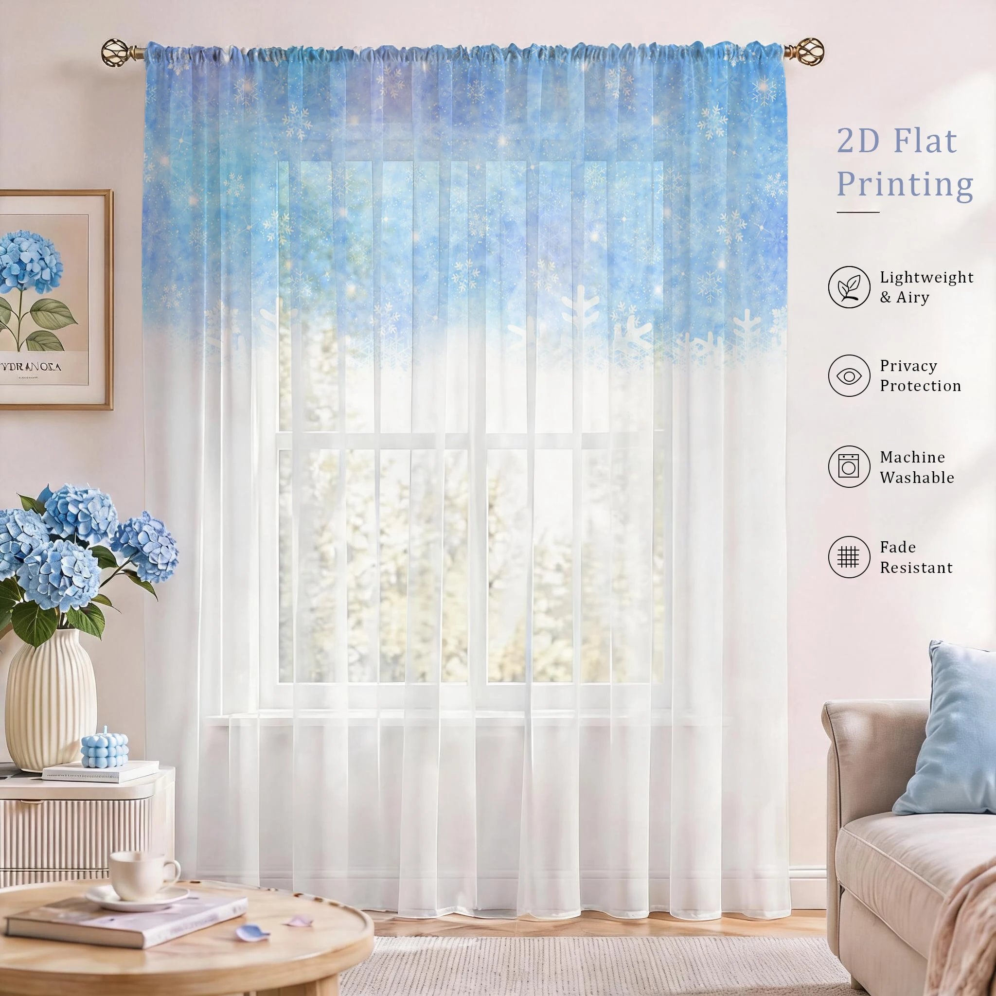 Floral Gradient Sheer Curtain, - огляд і ціна Home Office With Plants